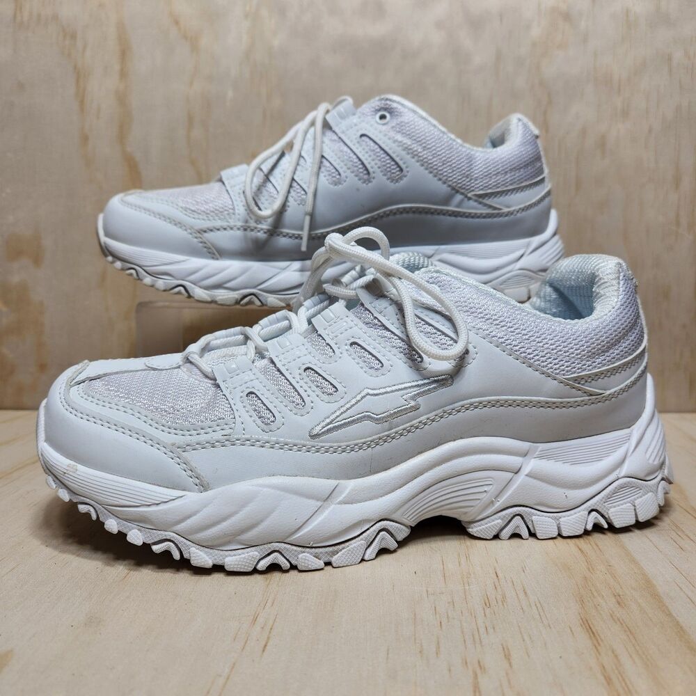 Avia White Leather Fabric Upper Sneaker Athletic Shoe Women 9 W Non-Marking